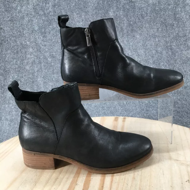 Lucky Brand Boots Womens 8 M Prenma Ankle Booties Black Leather Side Zip Heels