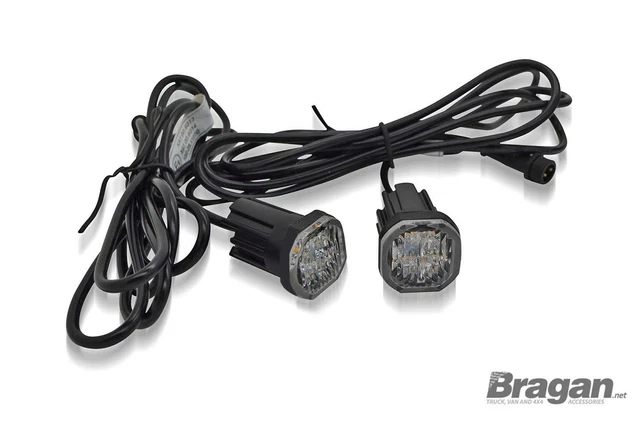 12/24v LED Ambra Hideaway Colore Per / Supporto Lampeggiante Luce Barra 4 LED x2