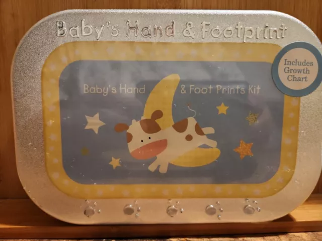 Baby of Mine Baby’s Hand And Footprint Kit  Growth Chart Keepsake Tin New