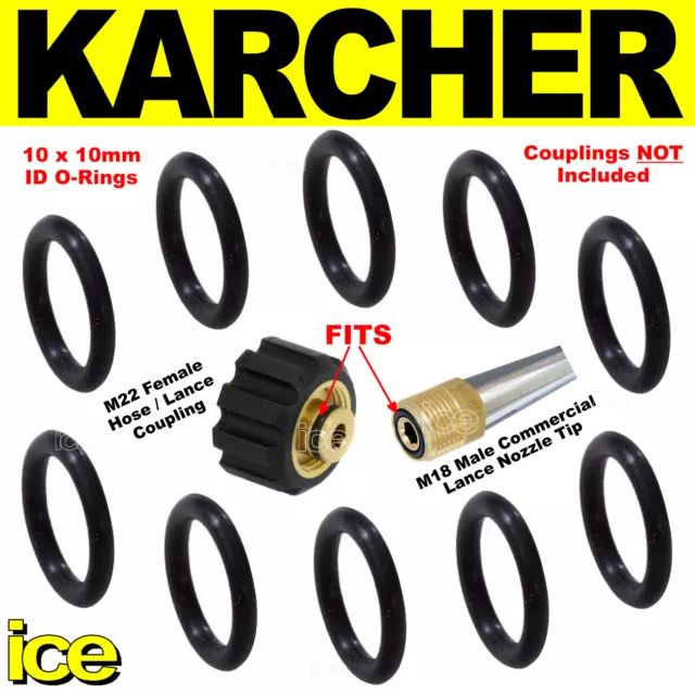 10 x KARCHER HD HDS HOSE NOZZLE JET LANCE SPARE O-RING SEALS O RINGS O RING SEAL