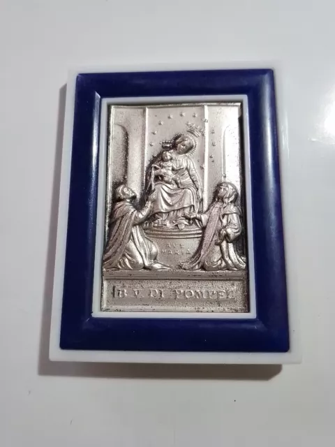 Madonna Del Rosario Di Pompei Piastrina Bassorilievo Cm 8x6