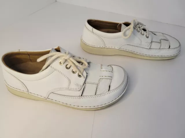 Birkenstock Women's Size 10 EUR 41 White Weave Leather Lace Up Shoes Sandals 