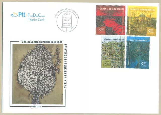 Turkey 2021 Mnh Fdc Turkish Painters & Paintings First Day Cover