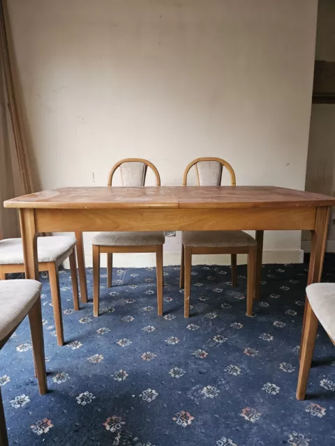 S Form Danish Teak Extendable 60's Dinning Table Vtg Chairs G plan Style