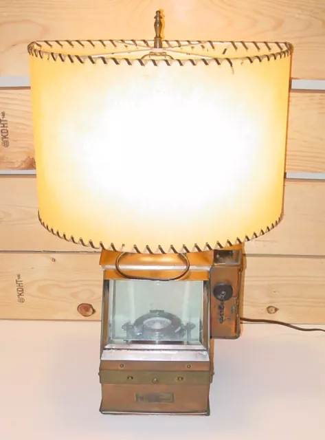 Vintage WWII Lionel US Navy Copper & Brass Binnacle Compass Lantern Lamp