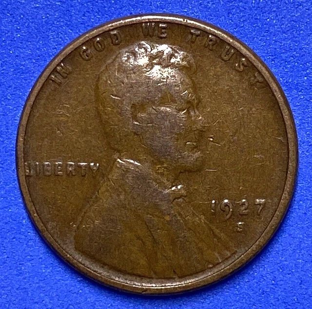 1927-S USA Lincoln Head One Penny - 1927 S Small US Wheat 1 Cent - FFF