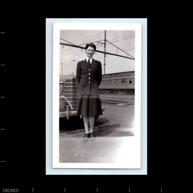 Old Vintage Photo WOMAN TRAIN CONDUCTOR UNIFORM PENNSYLVANIA BY CLASSIC CAR