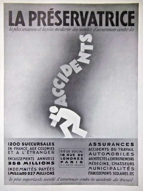 Ads Press 1933 Assurance La Préservatrice - Publicité Presse French