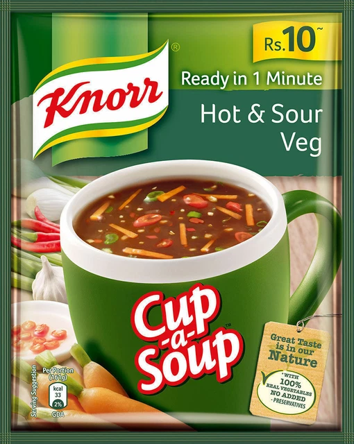 10 PC x 11 grammi Knorr Cup A Sour Hot & Sour Veg - Spedizione gratuita