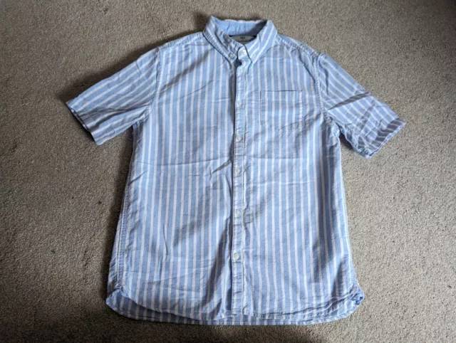 Boys M&S blue and white stripe summer shirt age 12-13 years