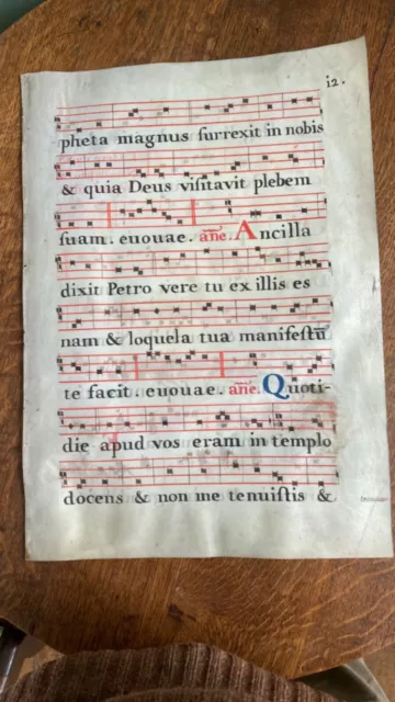 Antique Gregorian Chant Double-Sided Sheet from French Missal