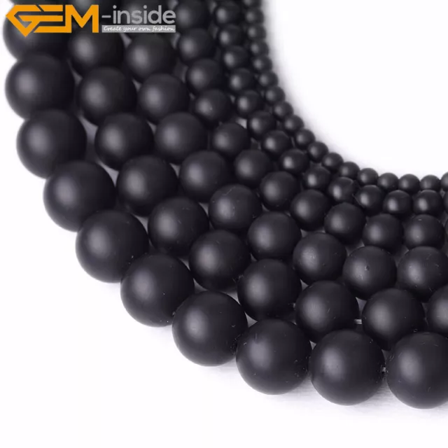 Natural Matte Black Brazil Agate Stone Jewelry Making Loose Beads 15" Gemstone