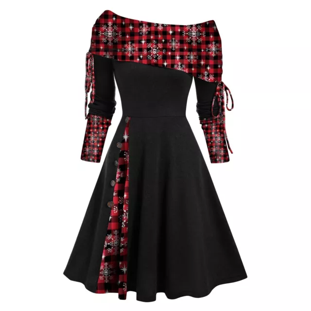 Kleid Strick Damen Herbst und Winter Langarm Schulterfrei Einfarbig 2