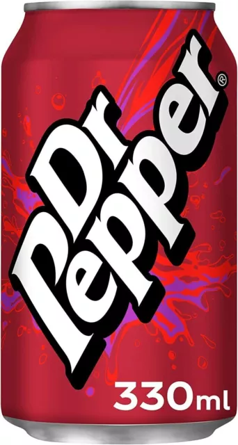Dr Pepper Fizzy Fruit Flavour Soft Drink Cans Full Case 24x330ml