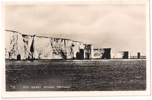 Very Nice Scarce Real Photo Postcard - Old Harry Rocks - Swanage - Dorset C.1945