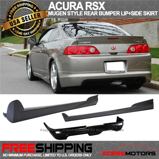 Fits 05-06 Acura RSX Mugen Style Rear Bumper Lip Spoiler + Pair Side Skirts PU