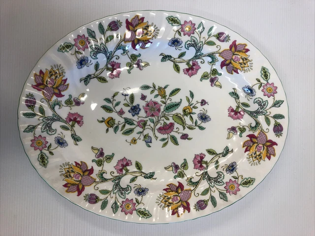 Minton Haddon Hall grün große ovale Fleisch-/Servierplatte 13,75 Zoll/34,5 cm (D3,1