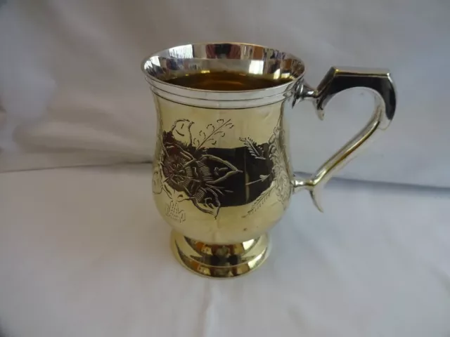 Vintage Silver Plate EPNS Chased One Pint Tankard