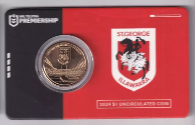 Australian: 2024 $1 Nrl Rugby St. George Illawarra Unc Coin On Card - Scarce