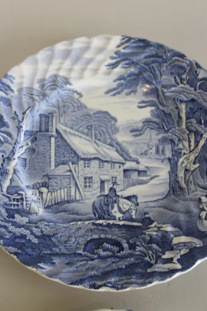 Pair James Kent Old Foley Blue White Plates