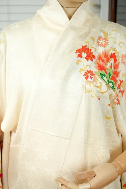 Dear Vanilla Japanese Silk Furisode Kimono Women's Authentic Japan Vintage Mint 3
