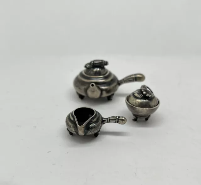 Georg Jensen Magnolia Set da tè in miniatura molto raro in scatola ottime condizioni