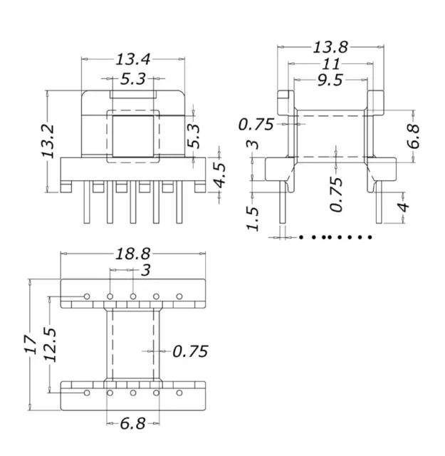 5set PC40 E19 EE19 5+5pins Ferrite Cores for transformer, horizontal type bobbin 3