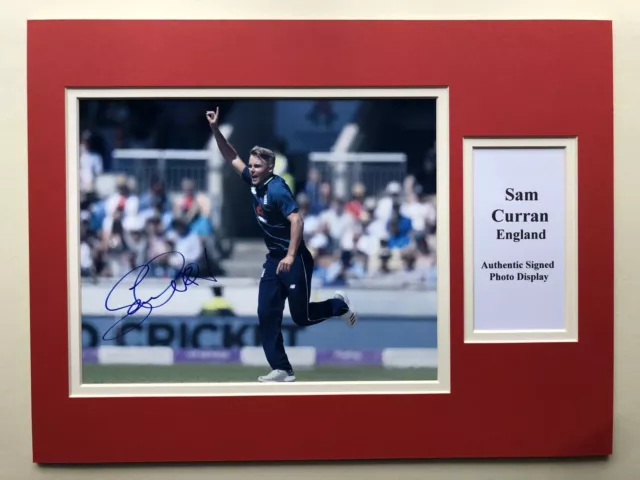 England Cricket Sam Curran Signed 16" X 12" Double Mounted Display