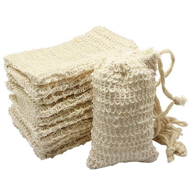 30pcs Natural Sisal Soaps Bag Exfoliating Soaps Saving Bags Holder N6Q7