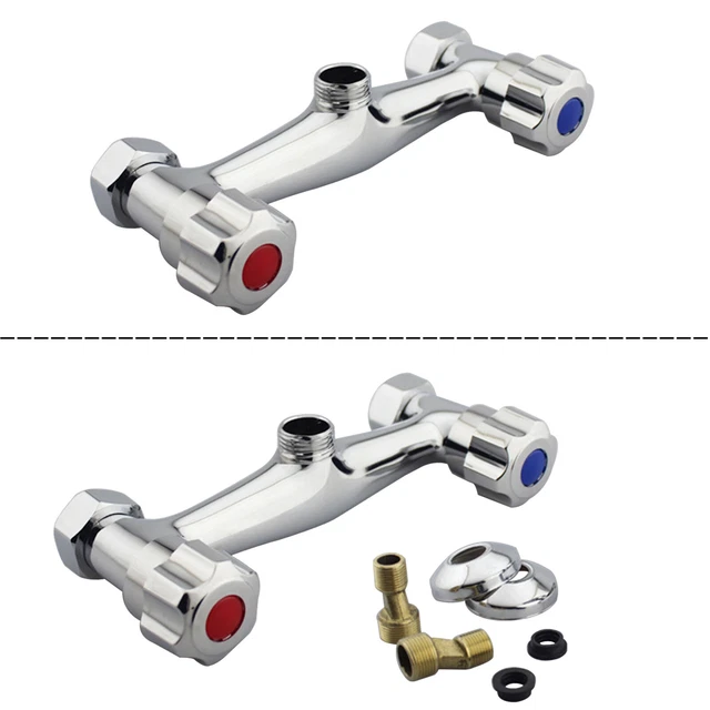 Bathroom Shower Mixer Taps Bar Brass Valve Twin Hot & Cold water Outlet Chrome