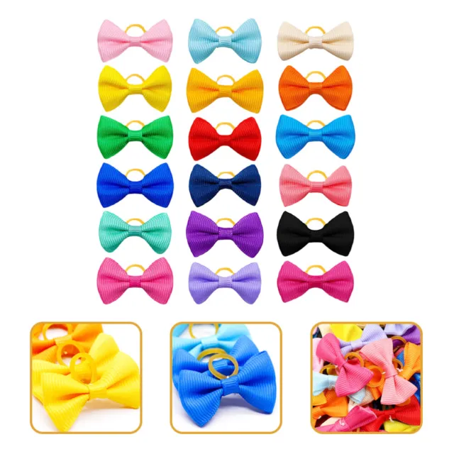 50 Pcs dog topknot bows Dog Grooming Hair Ties Pet Head Flower Hair