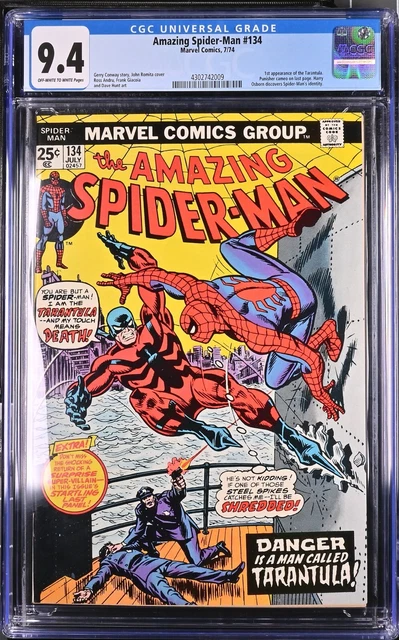Amazing Spider-Man 134 CGC 9.4 NM 1st Tarantula 2nd Punisher Appearance 1974