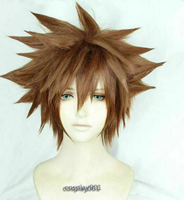 KINGDOM HEARTS 3 Sora Wigs Short Brown Heat Resistant Anime Cosplay Wig/