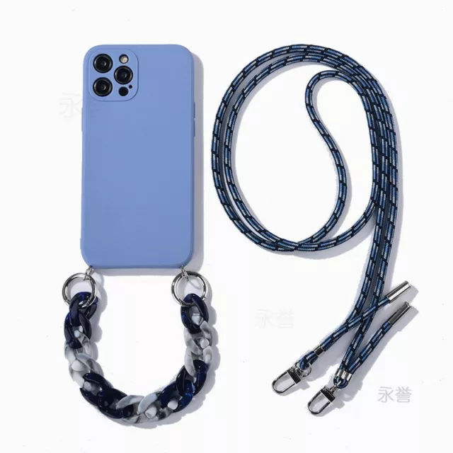 Marble Chain Lanyard Silicone Case Necklace Mini 11 INS Crossbody Iphone 13 12 2