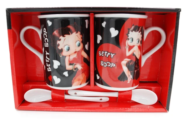 Set Di Tazze Betty Boop Love + Cucchiaini In Ceramica