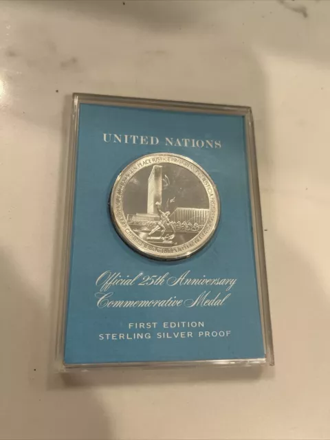 1970 United Nations 25Th Anniversary Sterling Silver Commemorative Medal