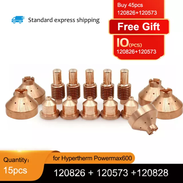 15pcs 120573 120826 120828 Plasma electrode Nozzle Shield Cap For Hypertherm 600