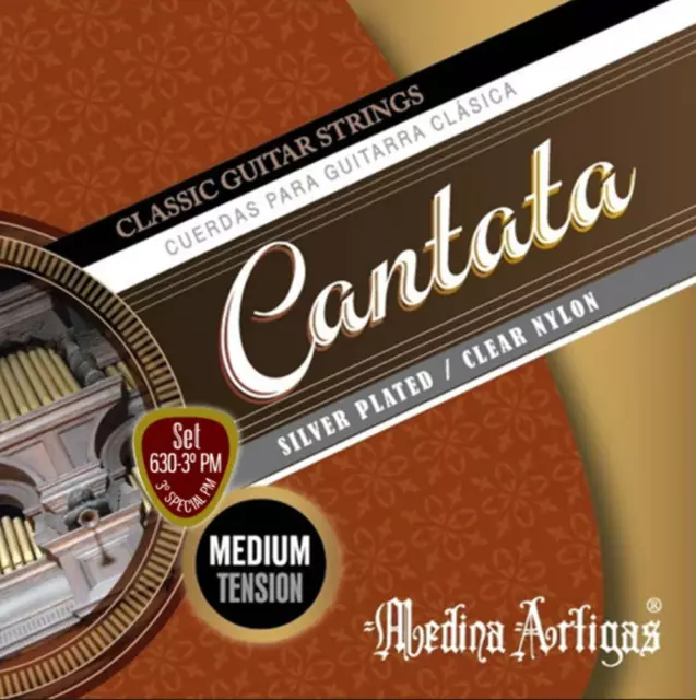 Cantata Classical Guitar Strings Medium Tension 3rd Yepes Nylon and Metal Wound