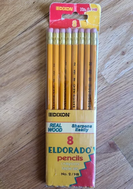 Dixon Eldorado HB No. 2 Lot Of 8 Vintage Pencils with rubber Standard Ferrule