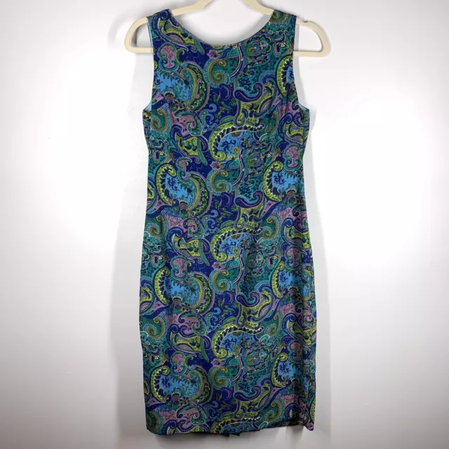 Spenser Jeremy Dress Womens 4  lined blue green lavender paisley 100% Silk