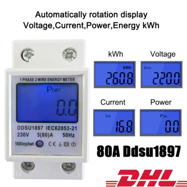 LCD Display Compact Home Power Meter WiFi Spannungsrelais Einphasig 80A Ddsu1897