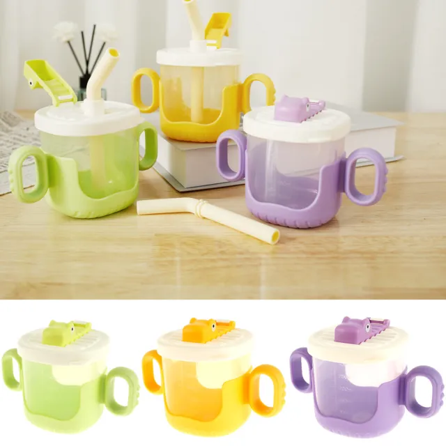 Baby Sippy Cup 300ml Baby Straw Cup with Silicone Straw and Double Handle◕