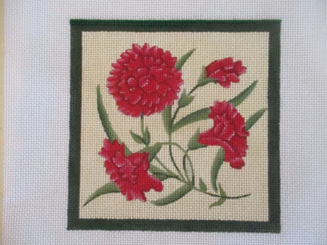 Melissa Shirley Red Carnations 188-2F Hand Painted Needlework Canvas 