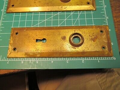 Vintage Steel Ornate Doorknob Back Plate 7 1/16" x 2 1/4" Salvage Door Hardware 2