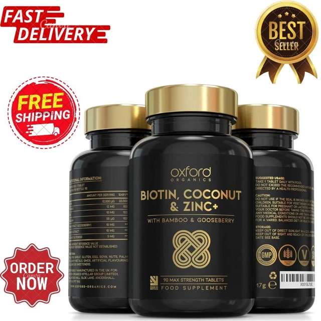 HAIR LOSS TREATMENT Biotin Coconut & Zinc Tablets For Men & Women Hair