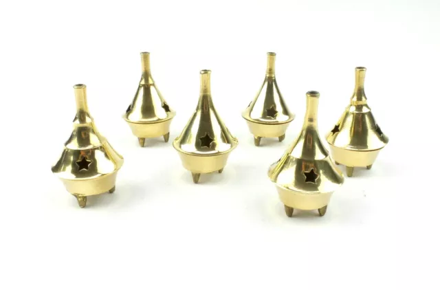 Small Brass Cone Incense Burner 2.5" Tall Censer Burner Choose From Six Designs