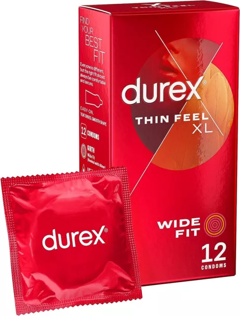 Durex Thin Feel XL Condoms, Pack of 12