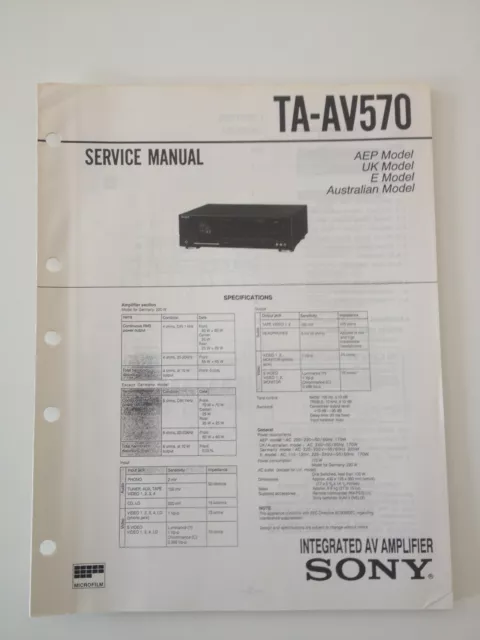 Schema SONY - Service Manual Integrated Stereo AV Amplifier TA-AV570 TAAV570