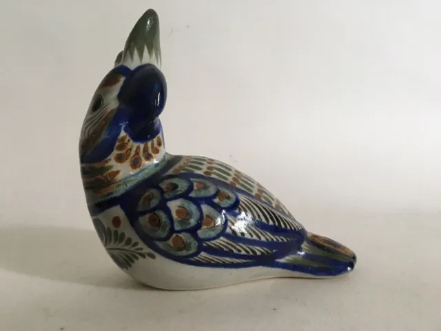 Mexikanisches Volkskunststudio Keramik Papagei Vogel Tonala Vintage handbemalt signiert