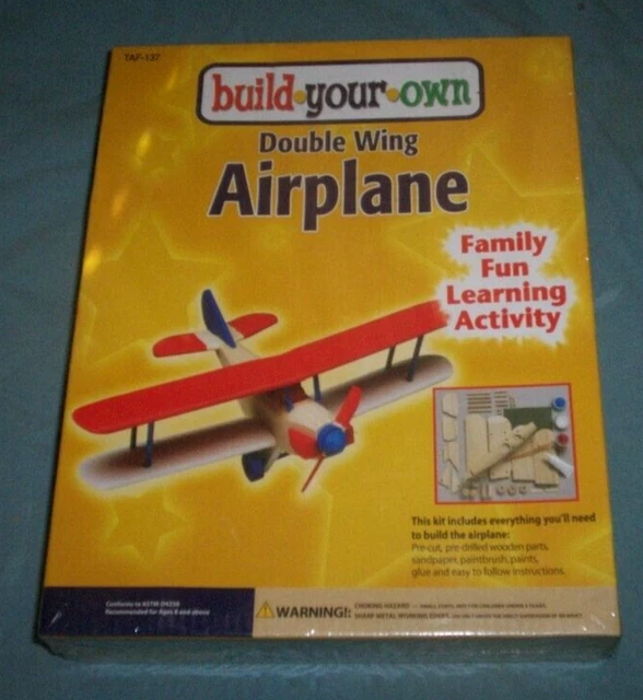 BUILD YOUR OWN Double Wing Airplane Balsa Wood Model Airplane Kit